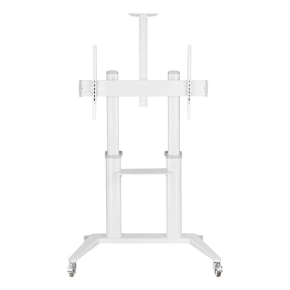 SH1900-120W gloss white large screen aluminum TV cart, front view