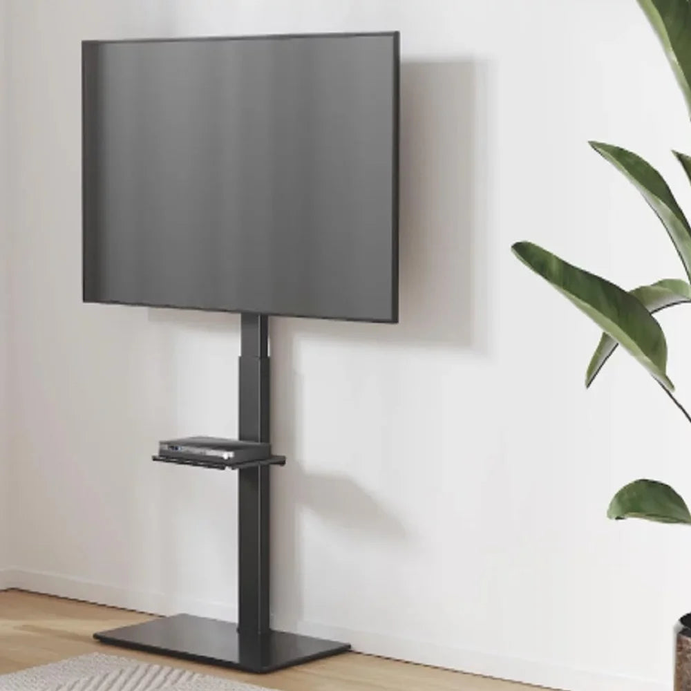 SH-17FS TV floor stand with TV mounted in bedroom setting