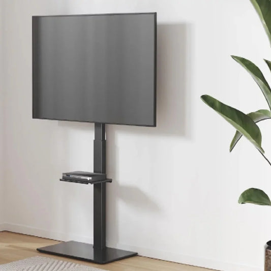 SH-17FS TV floor stand with TV mounted in bedroom setting