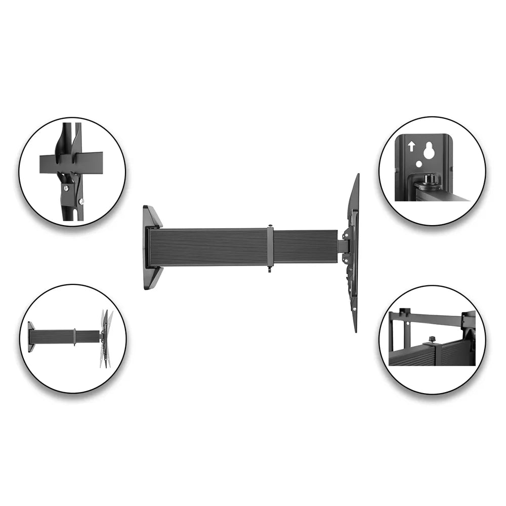 SH-460P aluminium slim sliding full-motion TV wall mount, detail views