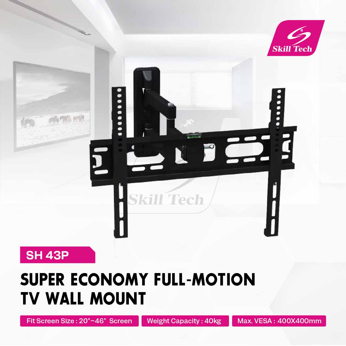 SH-43P super economy full-motion TV wall mount in room setting