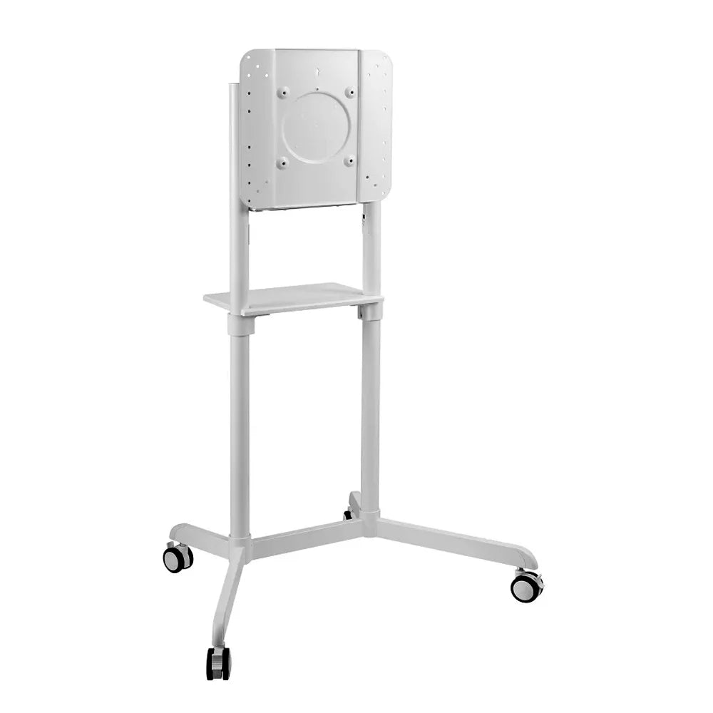 SH-046RMS rotating mobile TV stand, matte white, angled view