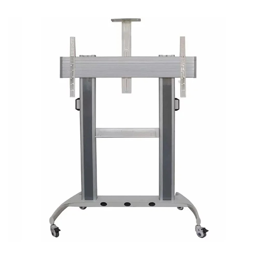 SH-1800-100W height-adjustable rolling TV stand, white, front view