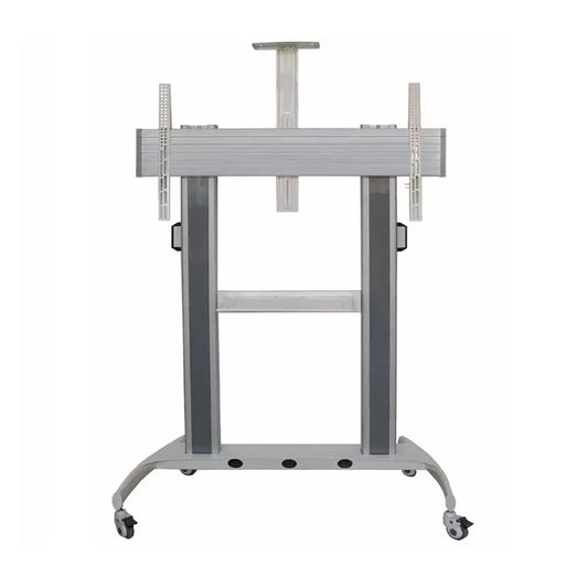 SH-1800-100W height-adjustable rolling TV stand, white, front view