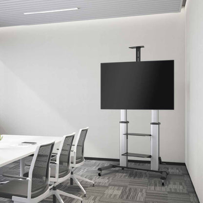 SH-999CR TV stand in use with a display in a meeting room