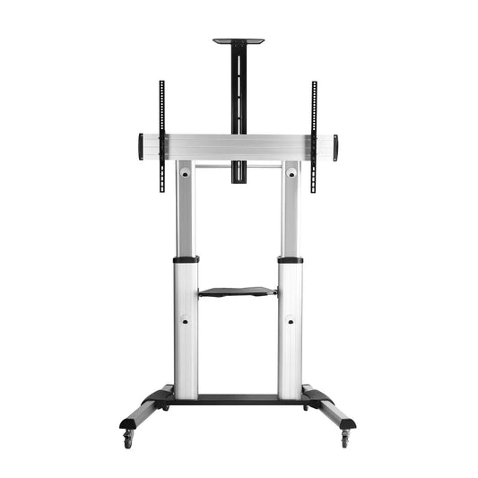 SH-666TW ultra-large TV stand, silver and black, front view
