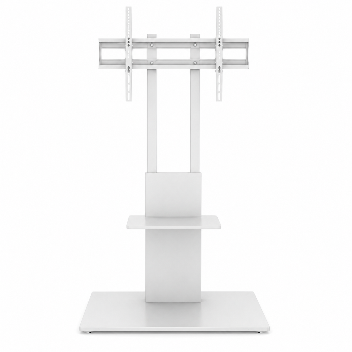 SH-16-46TDA modern slim TV floor stand, matte white angled view