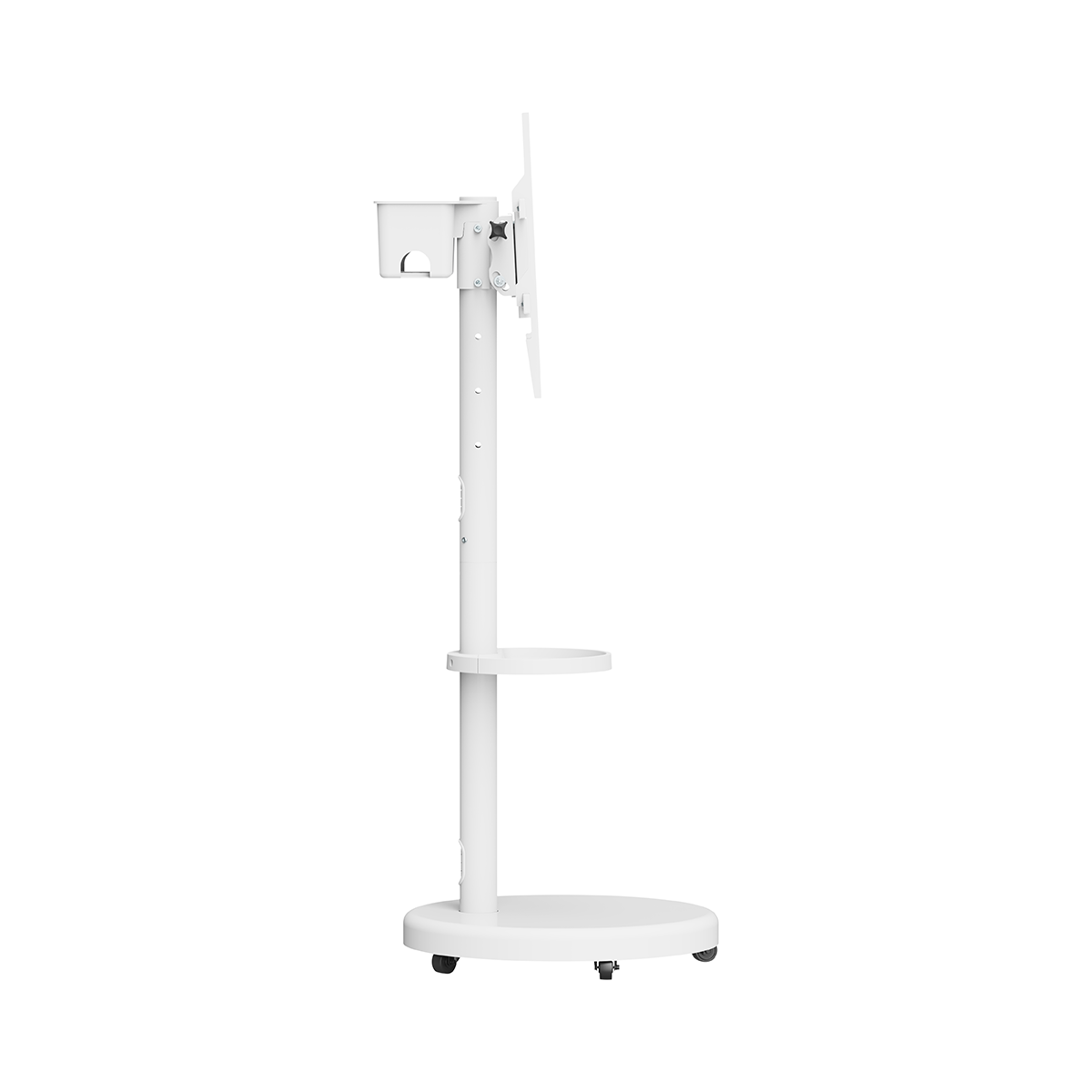 SH38-46TW heavy-duty mobile TV floor stand, side profile view