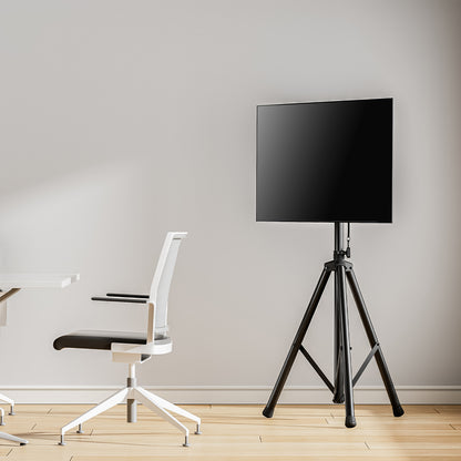 SH-08-46T tilting tripod TV floor stand with TV mounted in office setting