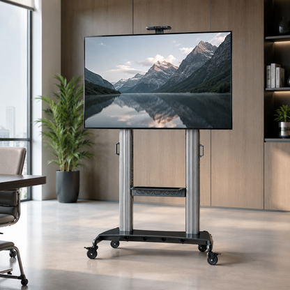 SH-1800-100B TV stand in use with a large display in an office