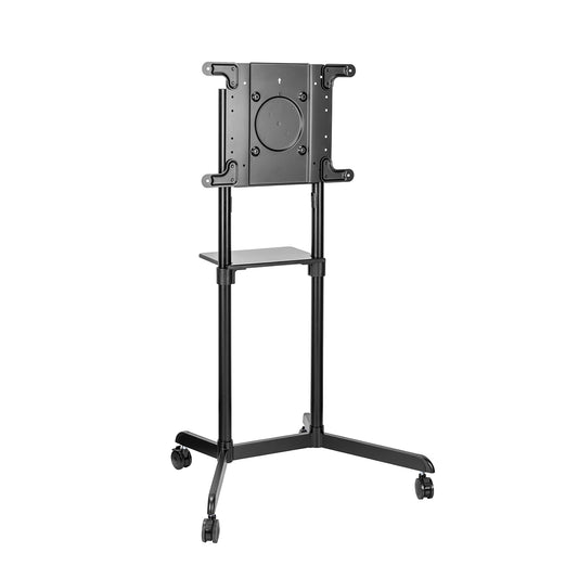SH-046RMSB rotating mobile TV floor stand, matte black, front view