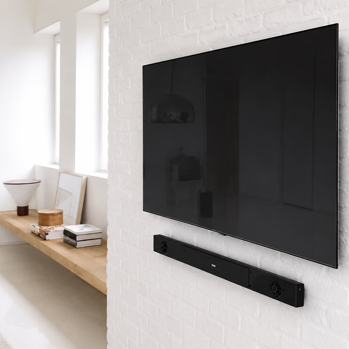 SH-65F heavy-duty fixed TV wall mount with display installed