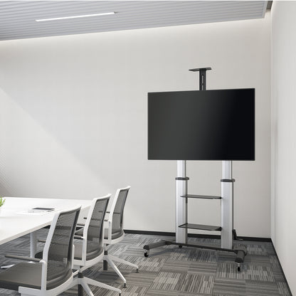 SH-666TW TV stand in use with a large display in a boardroom