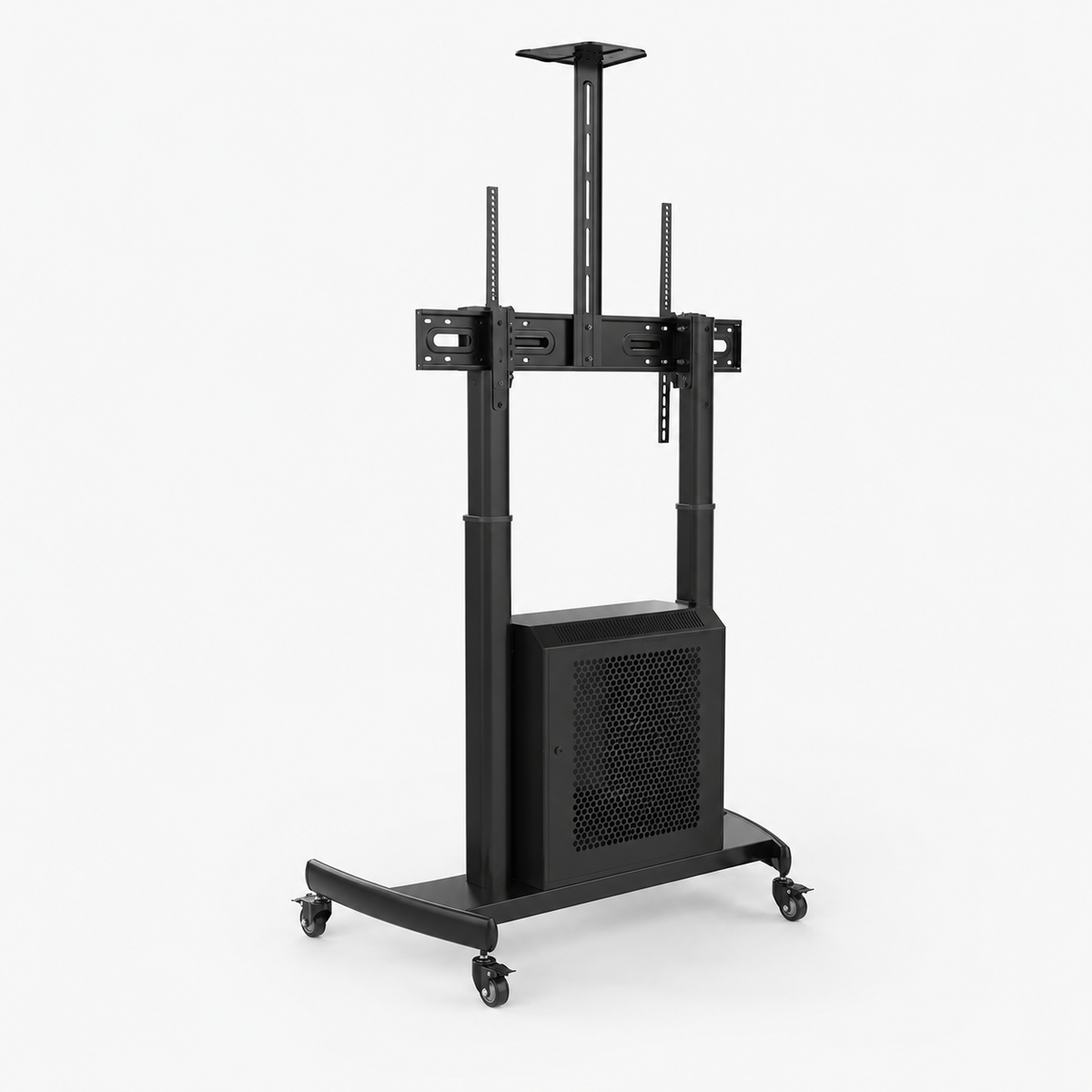 SH-667TBS TV cart with cabinet, angled view