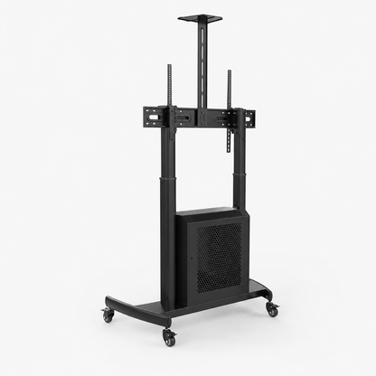 SH-667TBS TV cart with cabinet, angled view
