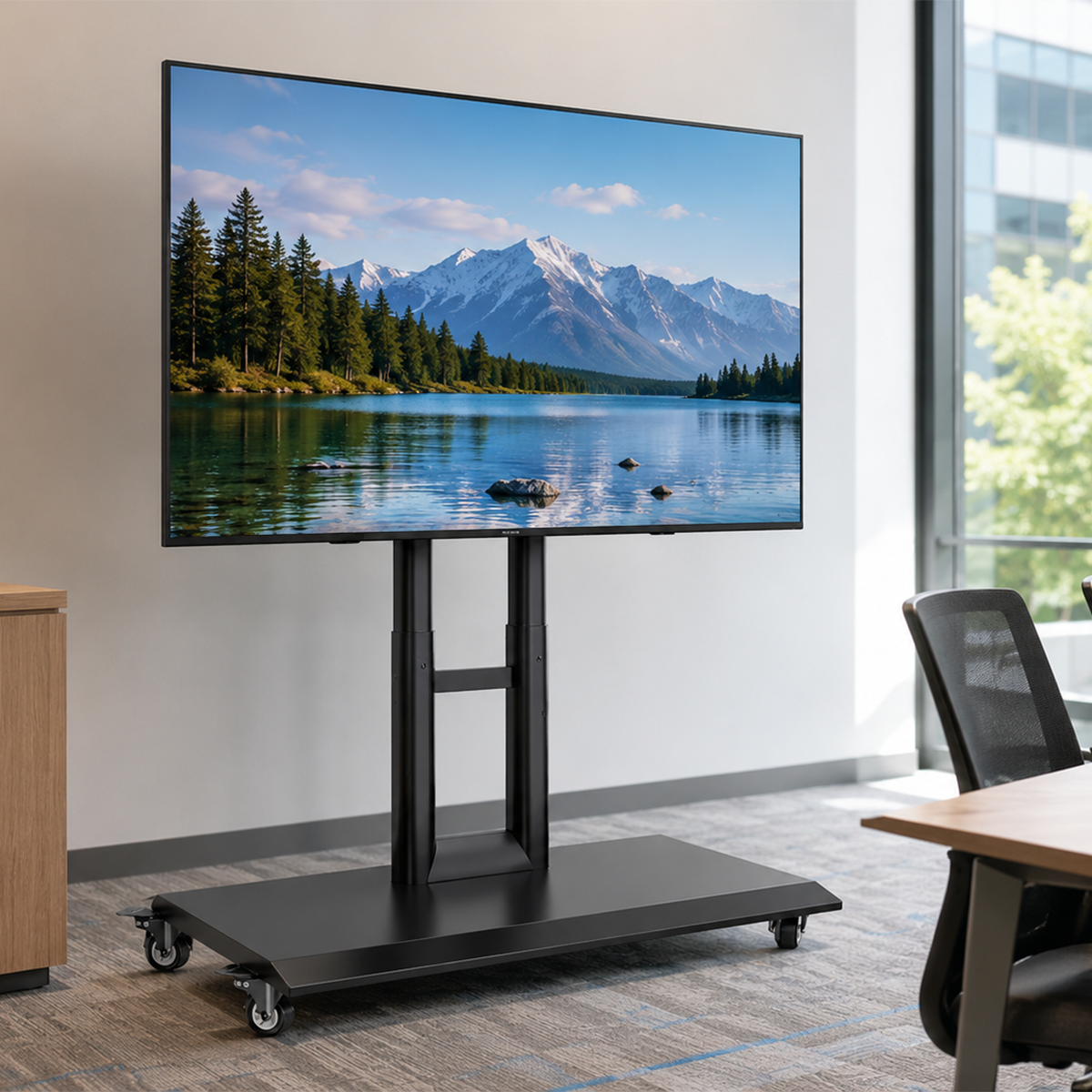 SH-KLC-WT75 TV cart in use with a display in an office