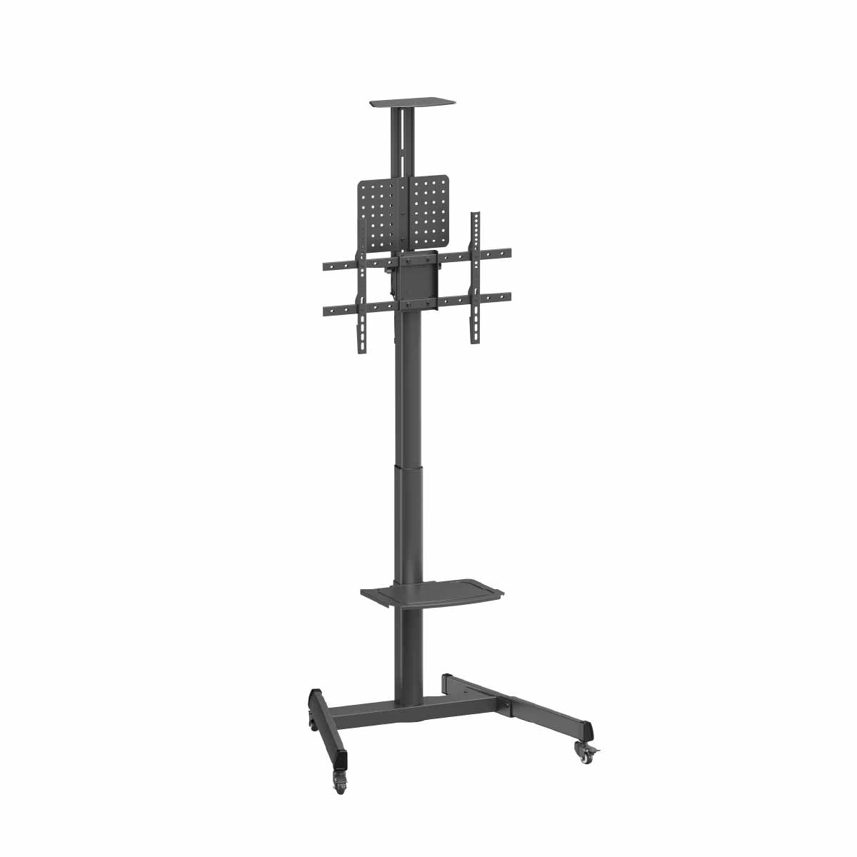 SH17H-46TW crank-adjustable steel TV cart, front angle view