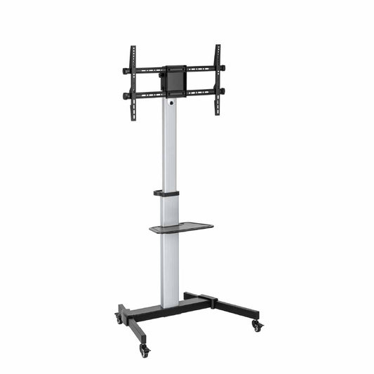 SH-4486FS aluminum TV cart with height-adjustable floor stand, front view