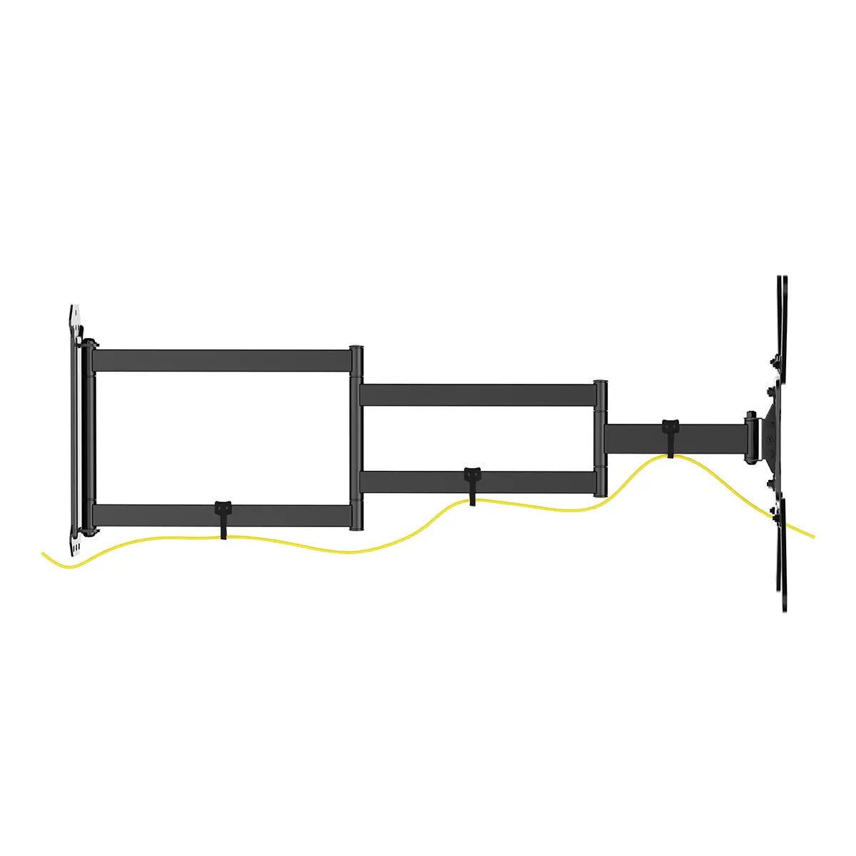 SH-449P extra long arm full-motion TV wall mount, top view showing cable routing