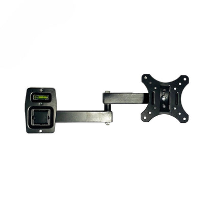 Full-Motion TV Wall Mount for 15-32 Inch TVs (PM-101PW), front angle view with bubble level accessory