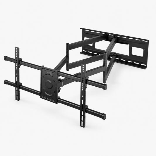 SH-1016P heavy-duty full-motion TV wall mount, front angle showing rail brackets