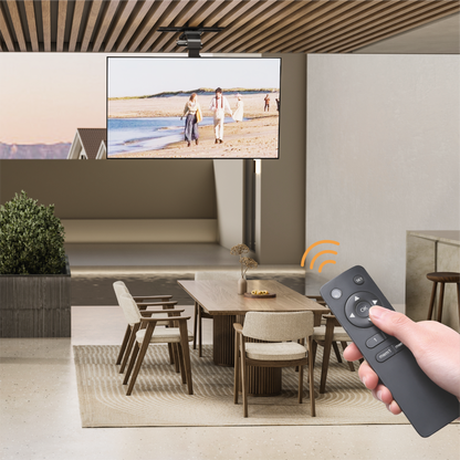 VSYS VCM-M0748DS mount installed on ceiling with remote control