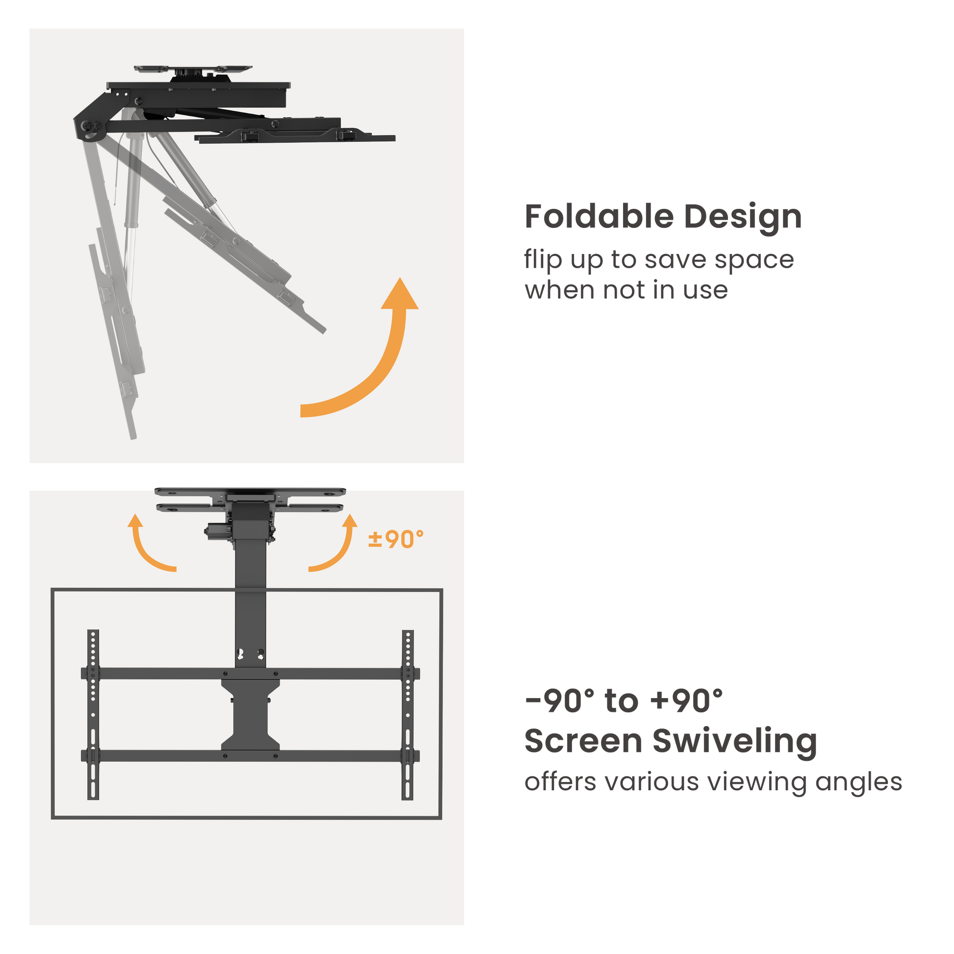 VSYS VCM-M0748DS foldable design and screen swiveling feature