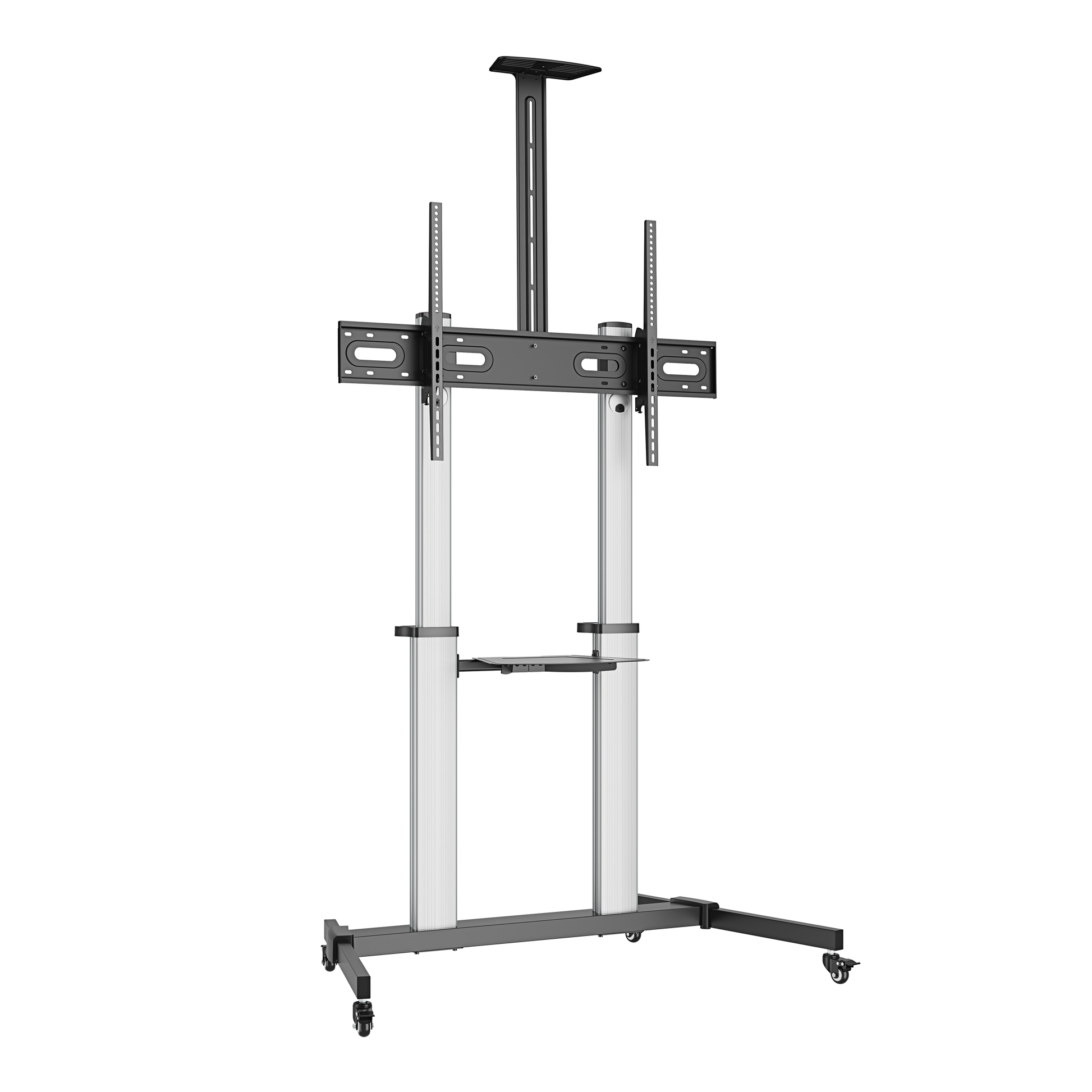 VSYS VFS44-610TW mobile TV cart stand, angled view