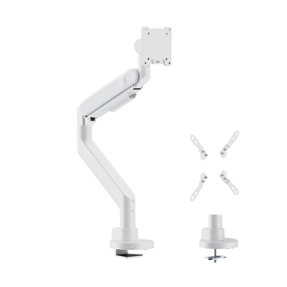 VSYS VMAD-C012WG heavy-duty gas-spring monitor arm in white, front view