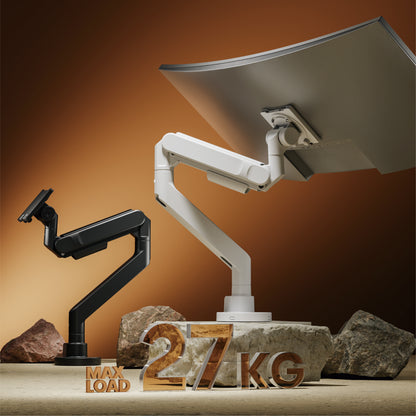 VSYS VMAD-C012WG monitor arm holding a large curved monitor, 27kg max load