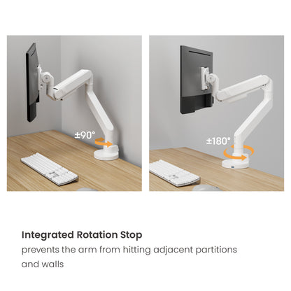 VSYS VMAD-C012WG monitor arm integrated rotation stop feature