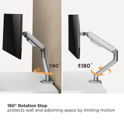 VSYS VMAE-C012WS monitor arm 180 degree rotation stop feature