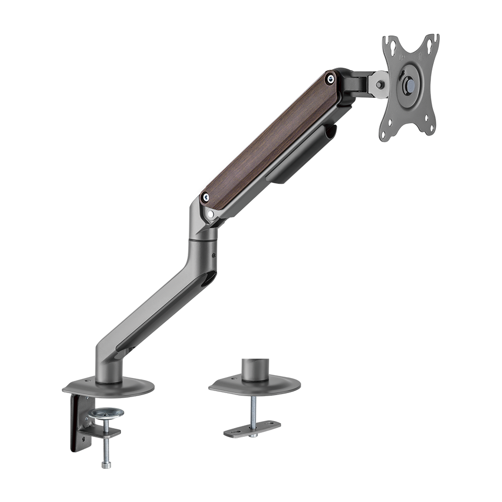 VSYS VMAE-C012WS monitor arm, space grey and wood finish