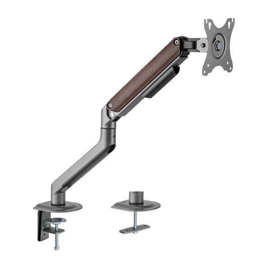 VSYS VMAE-C012WS monitor arm, space grey and wood finish