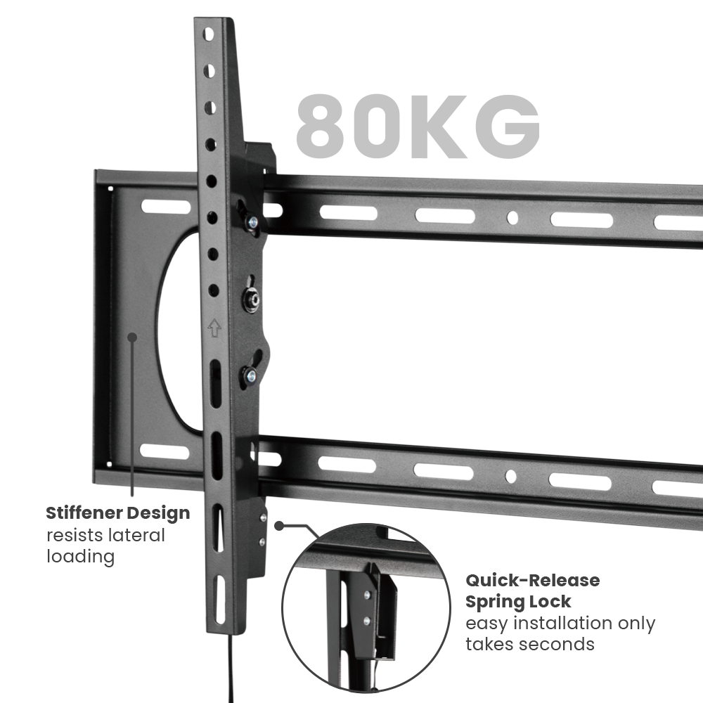VSYS VS01A-46T tilt TV wall mount, 80kg capacity, stiffener design and quick-release spring lock