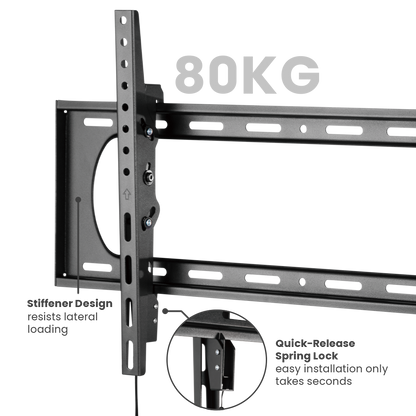 VSYS VS01A-46T tilt TV wall mount, 80kg capacity, stiffener design and quick-release spring lock
