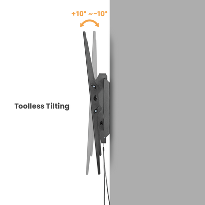 VSYS VS01A-46T tilt TV wall mount showing toolless tilt from plus 10 to minus 10 degrees