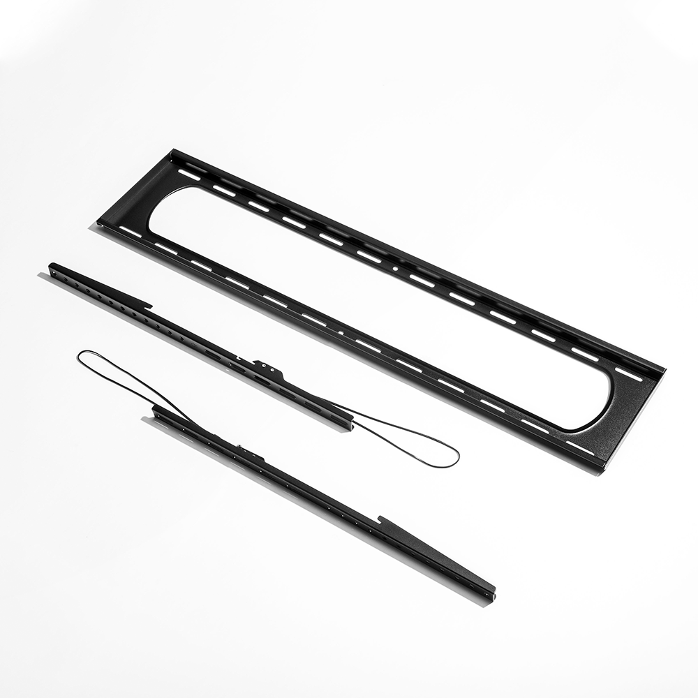 VSYS VS01A-69F large-format fixed wall mount, included components and mounting rails