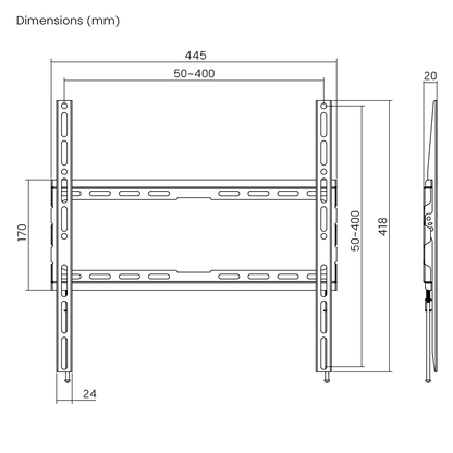 VSYS VS01E-44F wall mount dimensions diagram