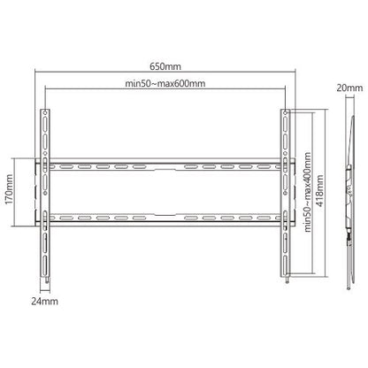 VSYS VS01E-46F wall mount dimensions diagram