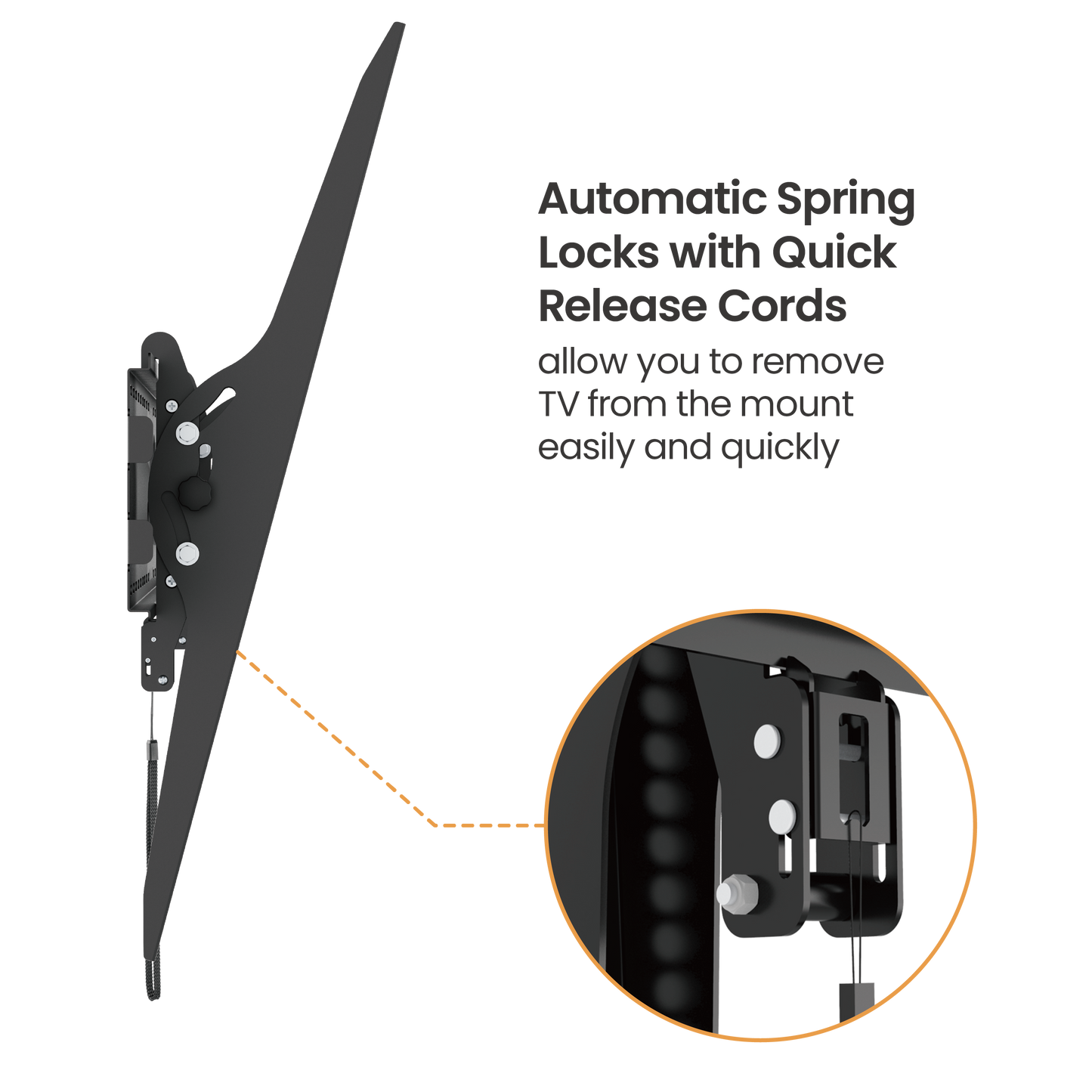 VSYS VS01XL-810T tilt TV wall mount automatic spring locks with quick-release cords