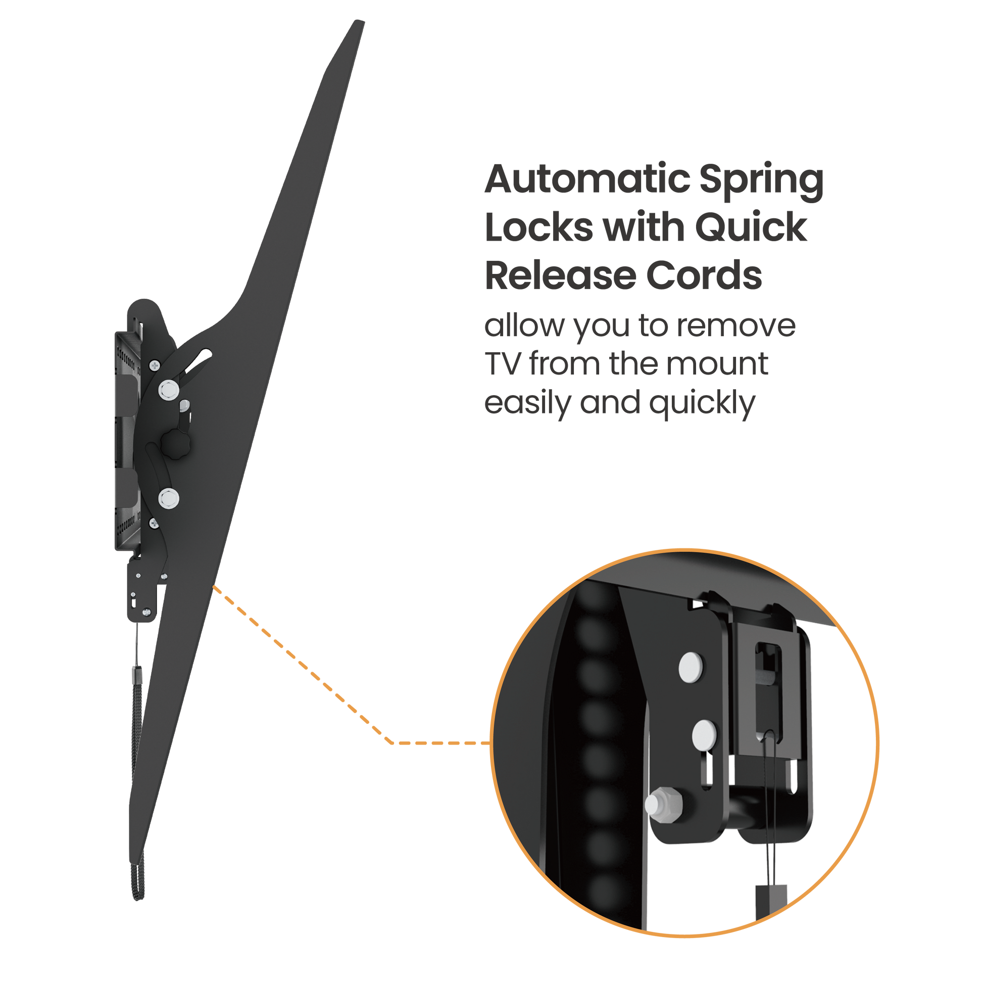 VSYS VS01XL-810T tilt TV wall mount automatic spring locks with quick-release cords