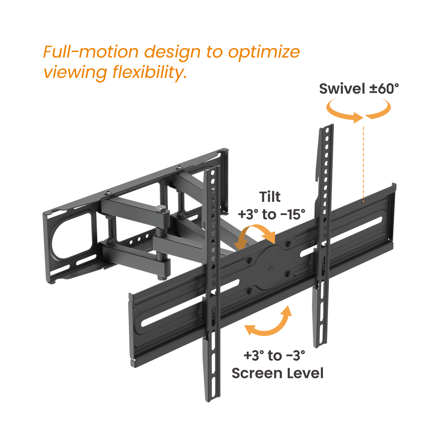 VSYS VS02SE-466 mount showing tilt and swivel range