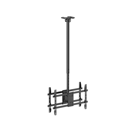 VSYS VCM-CE1546BL back to back dual screen ceiling TV mount, front view