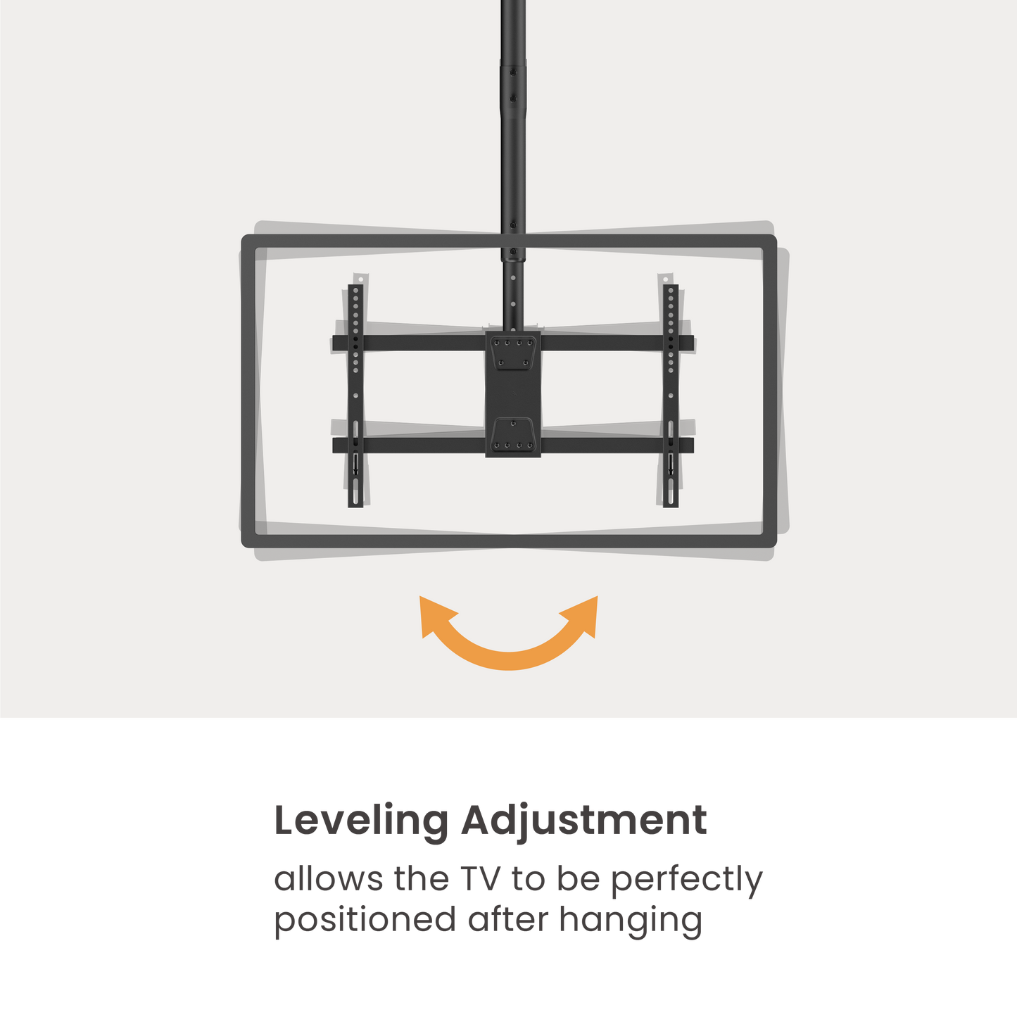 VSYS VCM-CE1546BL dual screen ceiling mount leveling adjustment feature