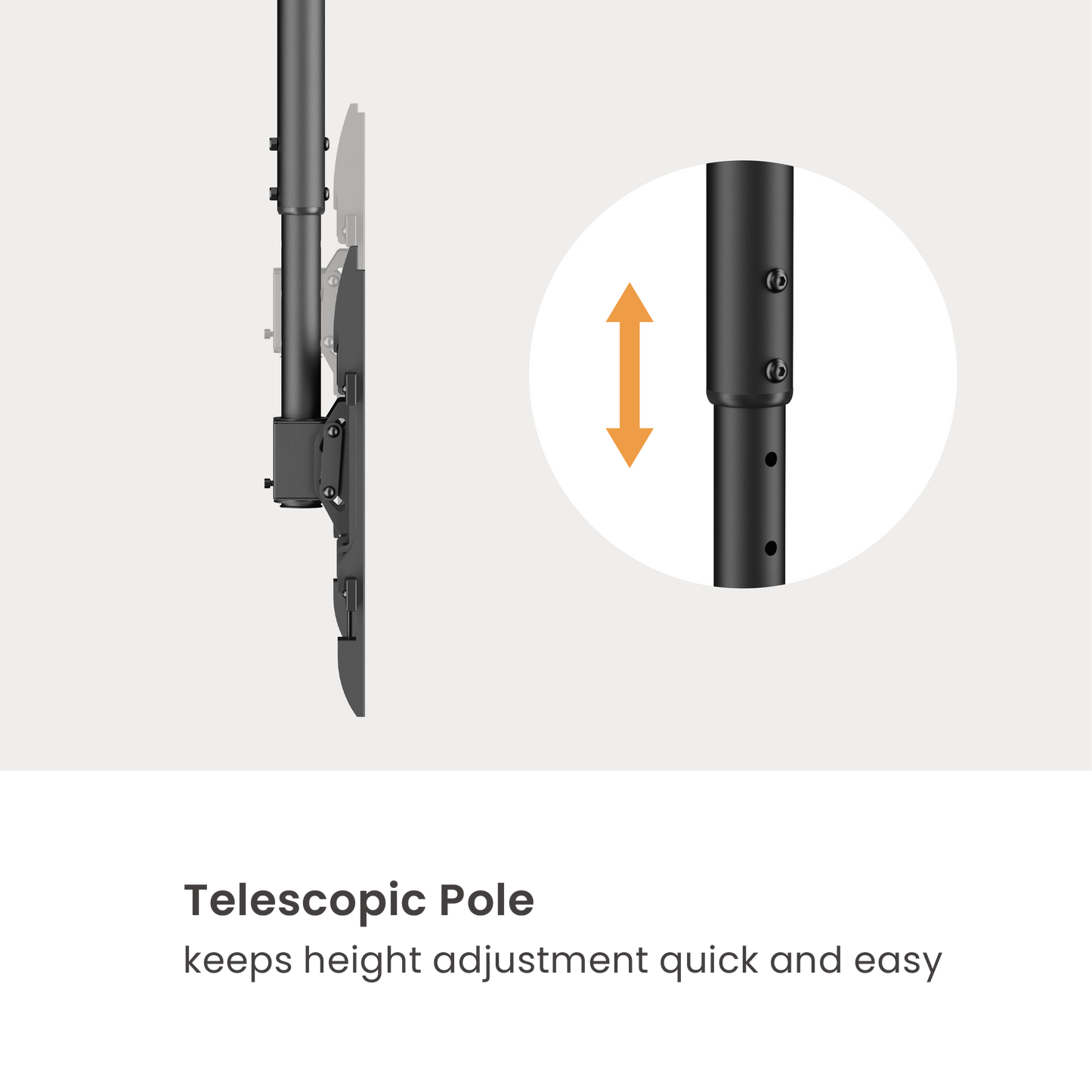 VSYS VCM-CE1546L ceiling TV mount telescopic pole height adjustment