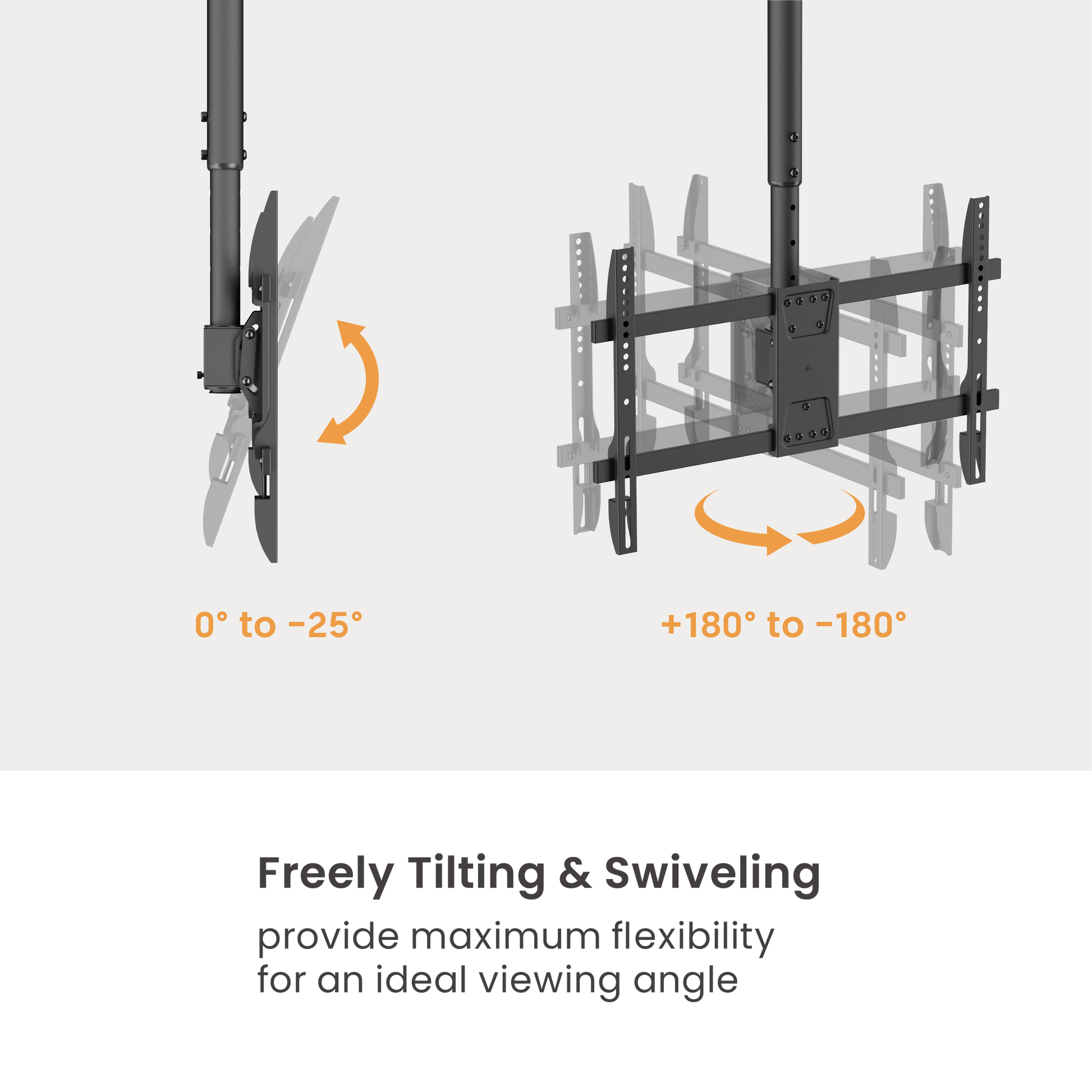 VSYS VCM-CE1546L ceiling TV mount tilt and rotation range