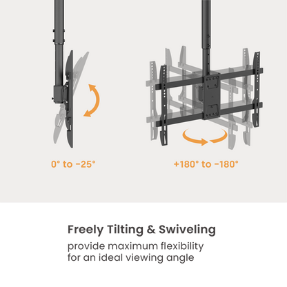 VSYS VCM-CE1546L ceiling TV mount tilt and rotation range