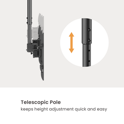 VSYS VCM-CE1546SL dual screen ceiling mount telescopic pole height adjustment