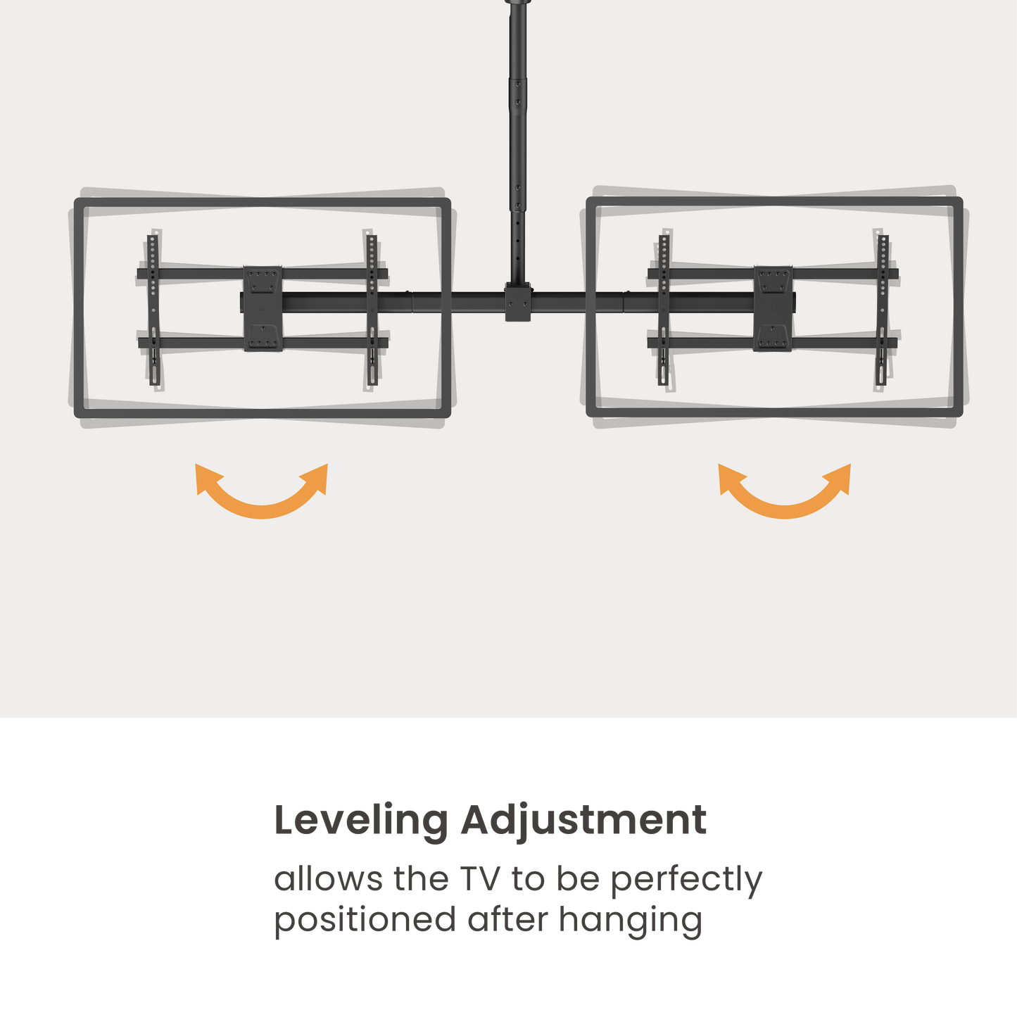 VSYS VCM-CE1546SL dual screen ceiling mount leveling adjustment feature